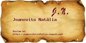 Joanovits Natália névjegykártya